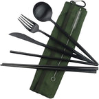 Gugrida Reusable Travel Utensils, 7 Piece Portable 304 Stainless Steel by Gugrida