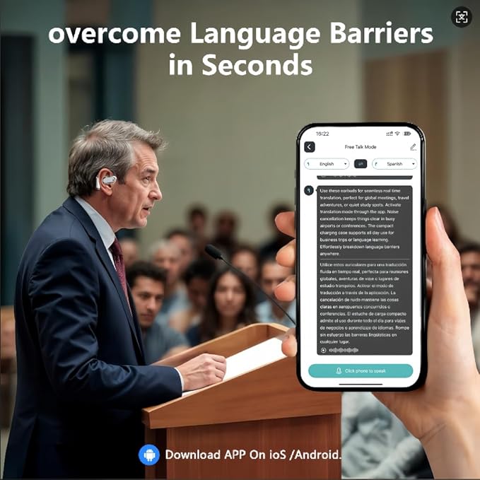 AI Translation Earbuds Real Time, LCD Touchscreen Real-Time Translator - Image 6