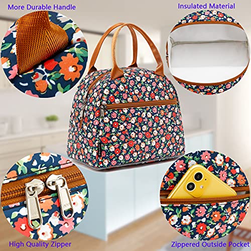 Insulated Lunch Cooler Bag (Floral#Red)