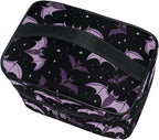 Makeup Train Case Halloween Purple Bats Carrying Portable Zip Travel Cosmetic Brush Bag Organizer Large for Women