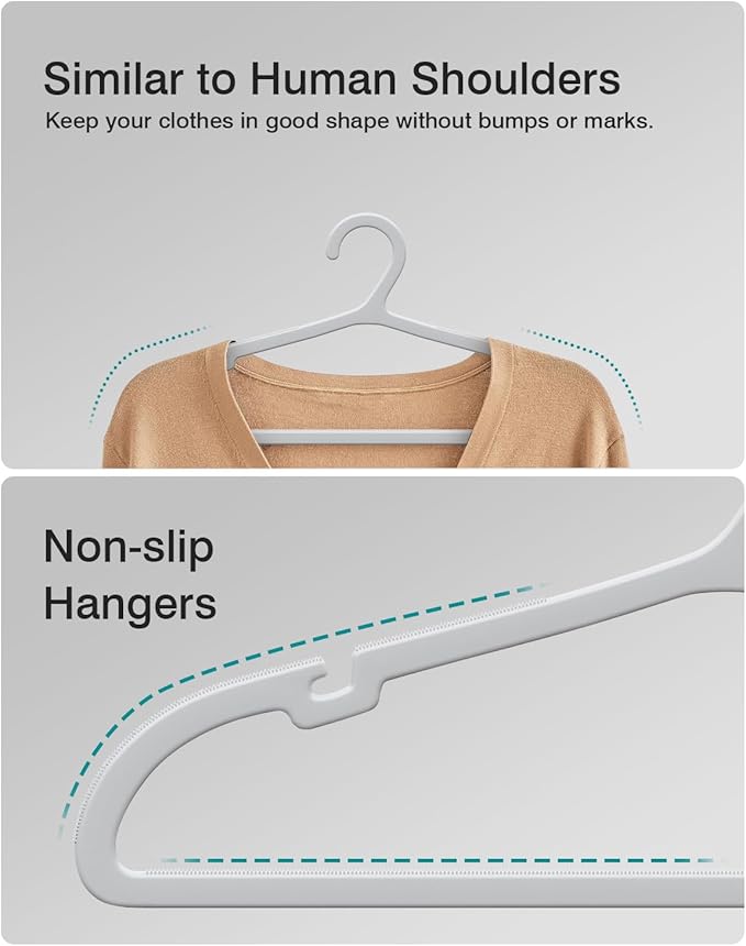 50 Pack Clothes Hangers, Non Slip Plastic Coat Hangers, Space Saving Hangers - Image 4