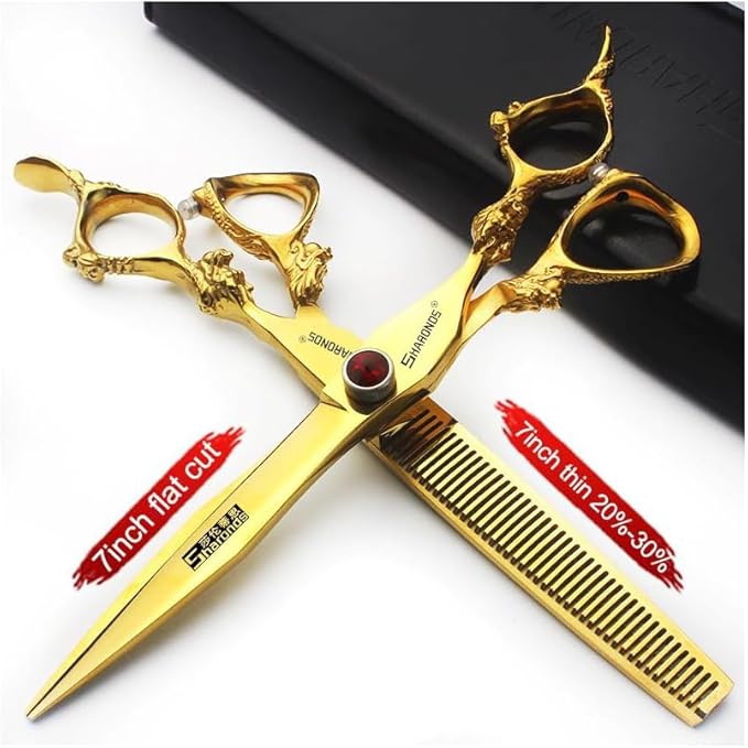 5.5/6 /7 Inch Purple Dragon Knight Professional Japanese Hair Scissors Barber Scissors Set (7 inch 3pc-B)