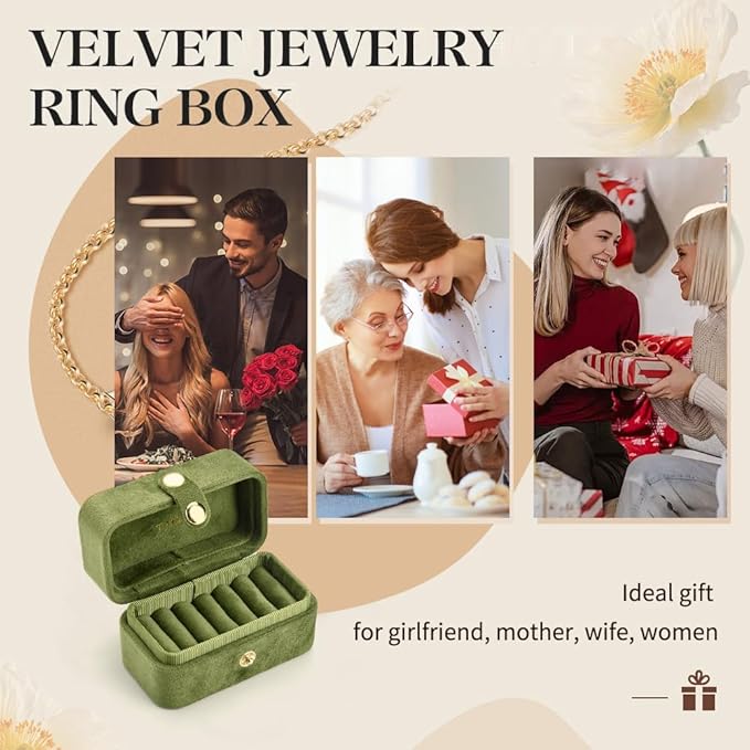 Travel Jewelry Case, Portable Pocket Size Small Plush Velvet Ring Box - Image 7