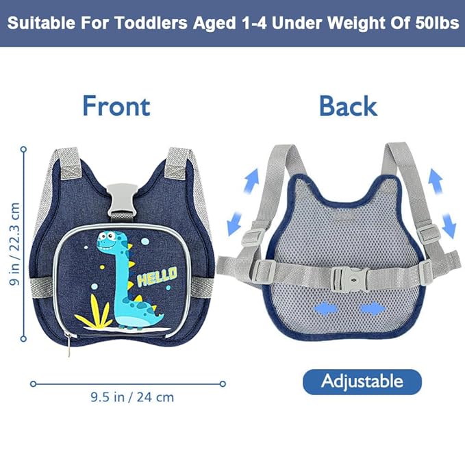 Accmor Toddler Harness Leash+ Reflective Anti Lost Wrist Link, Cute Dinosaur - Image 2