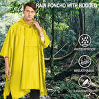 Reusable Rain Poncho for Adults (One Size / Yellow a)