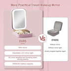 LiveGo 3-Color LED Travel Jewelry Case and Makeup Bag with Mirror, Dust-Proof Jewelry Box, 10 Sealed Jewelry Bags - Compact Cosmetic Mirror Case for Women Girls Travel Essentials (Pink)