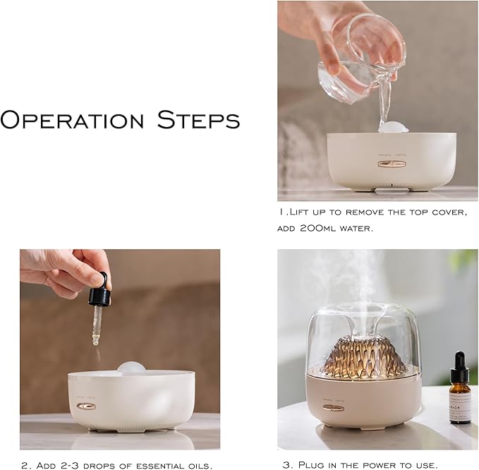Essential Oil Diffuser,Portable Humidifier with Cool Mist, 7 Colors Night Light, and Auto Shut-Off,Perfect for Home, Office, and Yoga (White)