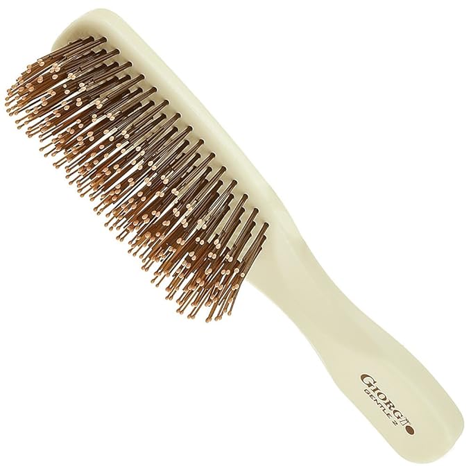 Giorgio GIO1IVY - GIO2IVY Ivory Gentle Touch Detangler Hair Brush for Men Women and Kids. Soft Bristles for Sensitive Scalp. Wet and Dry for all Hair Types. Scalp Massager Brush