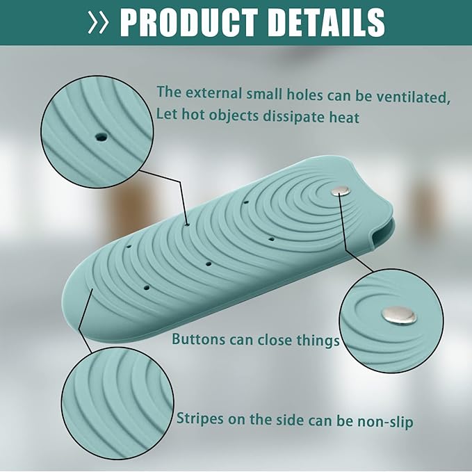 Heat Insulating Silicone Mat Pouch for Hair Styling Tools, Curling & Flat Irons Anti-Slip Travel Cover, Small Portable Straightener Pad for Curler Wands Storage, Hot Waver (Green)