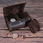 Genuine Leather Watch Roll Travel Case, 2 Slots Vintage Full Grain Leather - Image 4