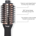 L'ANGE HAIR Le Volume 2-in-1 Titanium Blow Dryer Brush | Frizz Control Blowout Hair Dryer Brush For Drying And Straightening | Volumizing Hot Air Styler For All Hairstyles | Oval Barrel | Black - 60mm