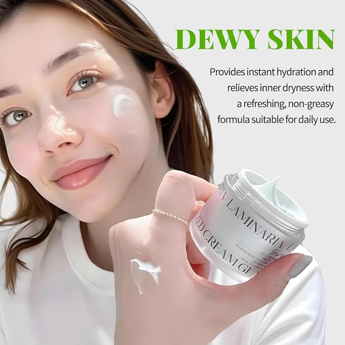 SHIONLE Laminaria Glazed Cream 1.76oz (50g) | Korea Sea Kelp Face Lightweight Moisturizing Cream | Deep Hydration Soothing Plump Firm Soft Smooth Glowy Skin | Daily Korean Skin Care for All Skin Type