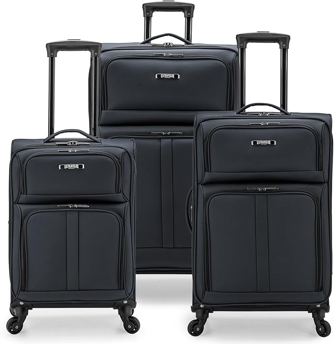 U.S. Traveler Anzio Softside Expandable Spinner Luggage, Dark Grey, 3-Piece Set by USTraveler