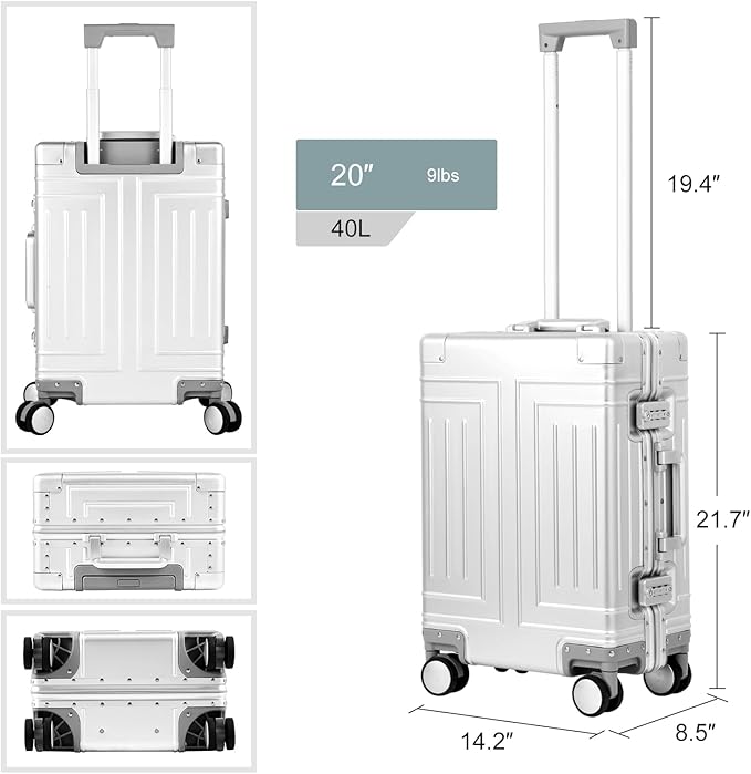 All Aluminum Magnesium 20/26 Luggage Set，Cut from Whole Aluminum Sheet，22x14x9 - Image 7