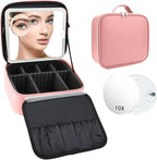 Travel Makeup Bag with LED Mirror and 10x magnifying glass with 3 Lighted by Unknown