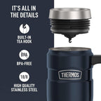 THERMOS Stainless King Vacuum-Insulated Travel Mug, 16 Ounce, Midnight Blue - Image 4