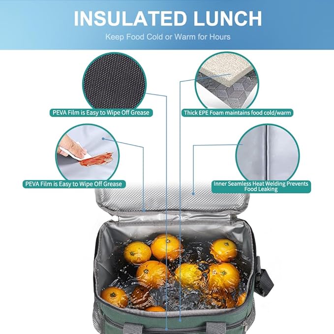iknoe Large Foldable Cooler Bag, 8.5L Insulated Lunch Bag, Leakproof Lunch - Image 6