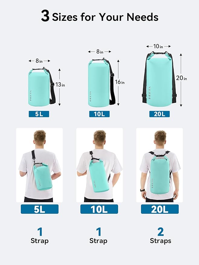 HEETA Waterproof Dry Bag for Women Men 5L/10L/20L/30L/40L Roll Top Lightweight - Image 2