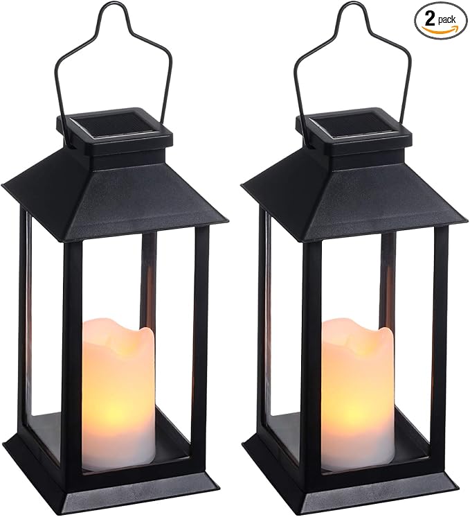 2 Pack Solar Lanterns, Outdoor Garden Hanging Lanterns, 11.8 Inch LED by Tomshine
