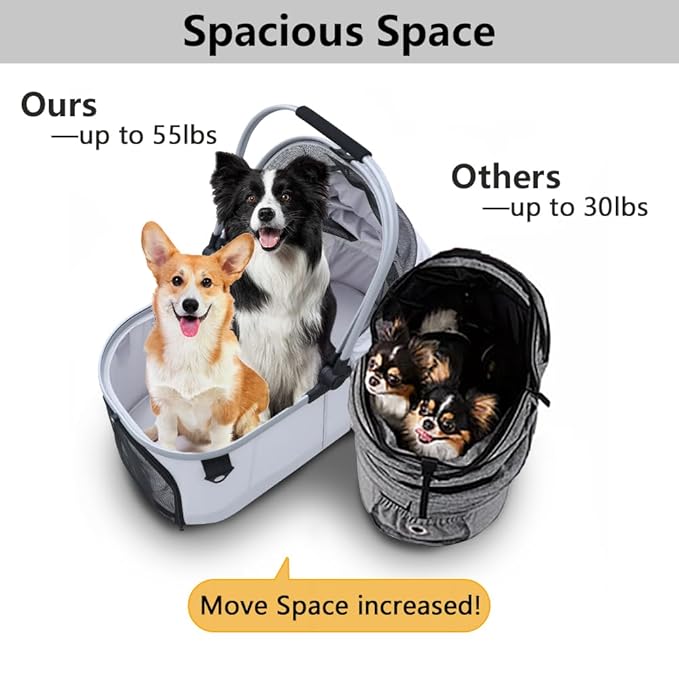 Dog Cat Stroller, Foldable 4 Wheels Dog Stroller - Image 9