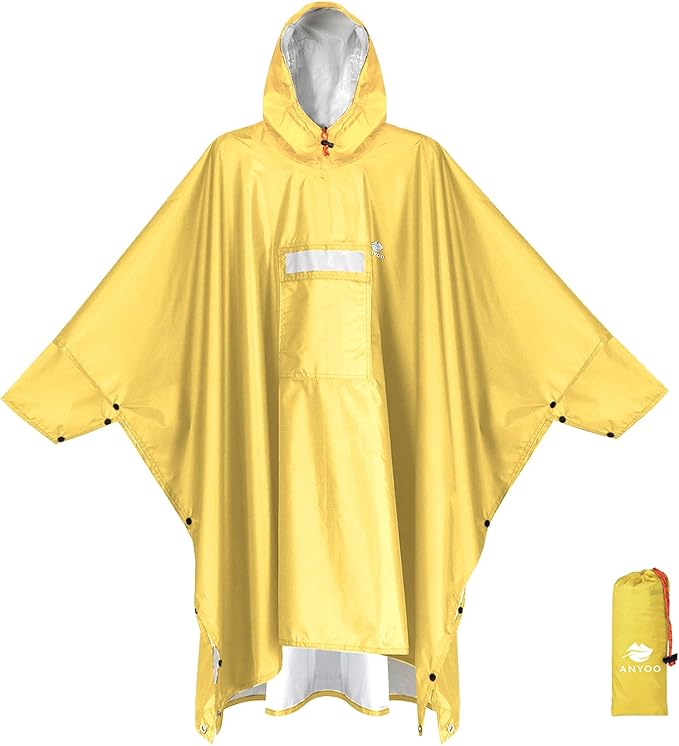ANYOO Hooded Rain Poncho for Adults Waterproof Lightweight Rain Coat for Men by Anyoo