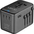 Universal Travel Adapter, 120W GaN International Power Plug Adapter, 5 USB by URJD