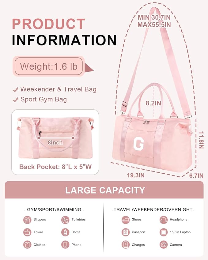 Initial Travel Duffel Bag Sports Gym Bag - Image 2