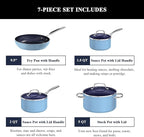 Nuwave 7pc Cookware Set Healthy Duralon Blue Ceramic Nonstick Coated, Diamond - Image 2