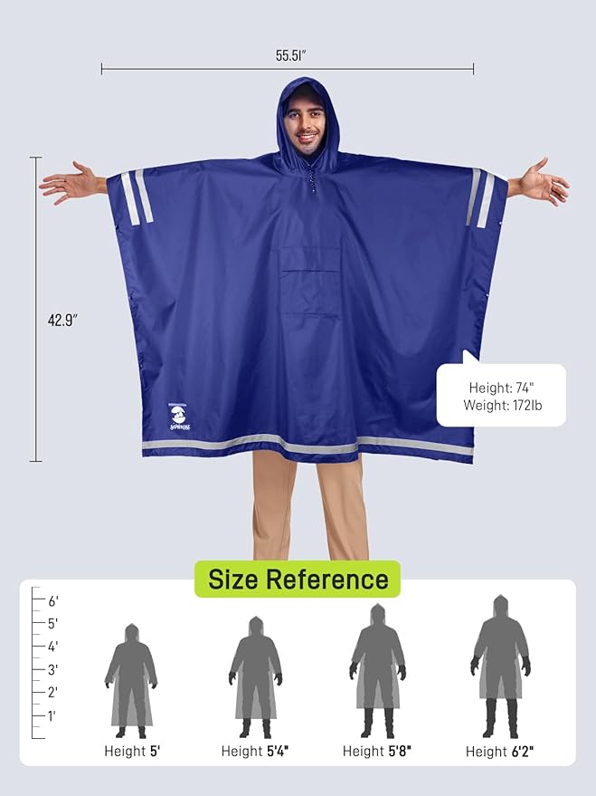 SaphiRose Hooded Rain Poncho Waterproof Raincoat Jacket - Image 2