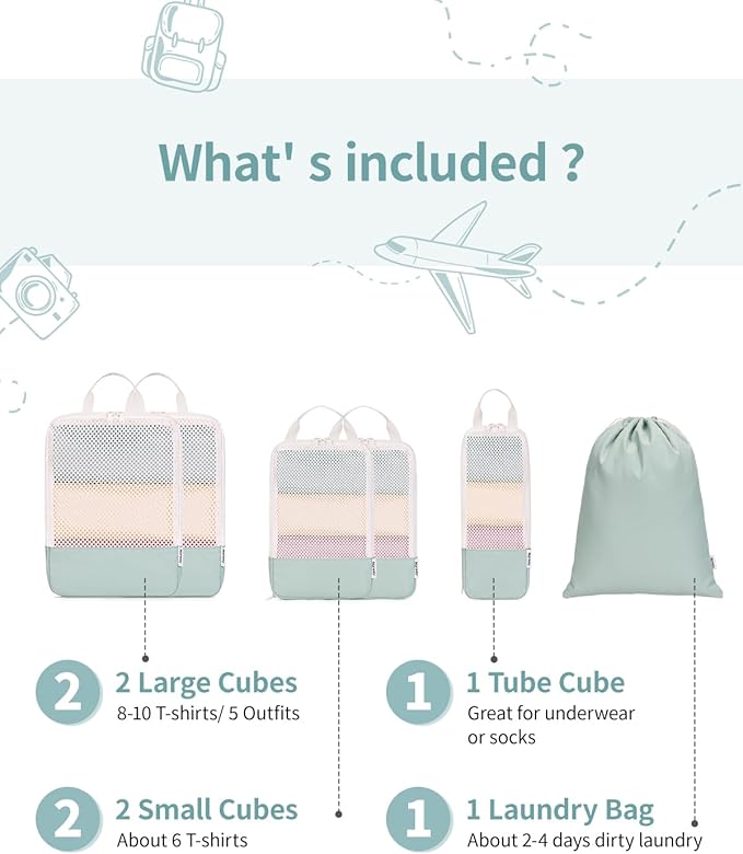 Narwey 6 Set Compression Packing Cubes - Image 3