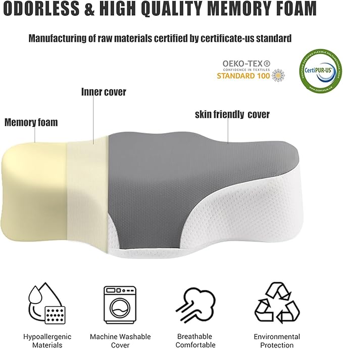 Bespilow Travel Pillow for Sleeping, Cervical Neck Support Pillow for Neck Pain - Image 3