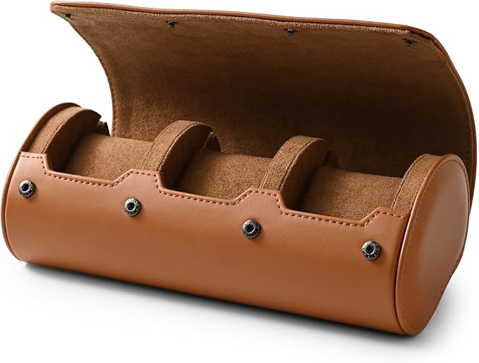 Oirlv Premium Leather Watch Roll Travel Case 3-Slot Watch Box - Image 6