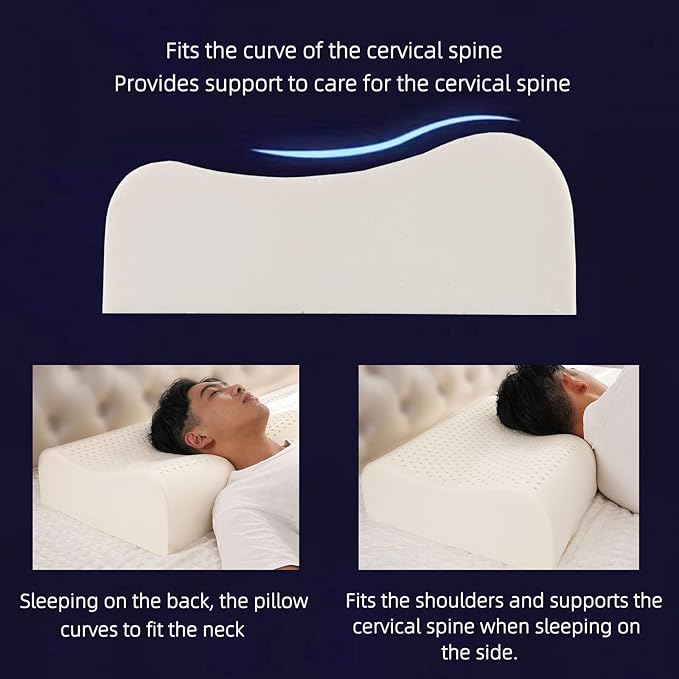Natural Latex Pillows for Adults, Thick Cervical Neck Contour Sleeping Pillow - Image 2