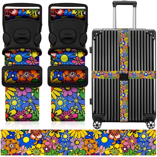 2 Pack Luggage Straps for Suitcases (24020 Sun Flowers)