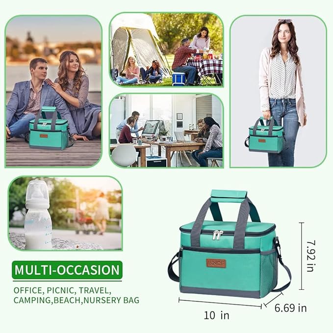 iknoe Large Foldable Cooler Bag, 8.5L Insulated Lunch Bag, Leakproof Lunch - Image 4