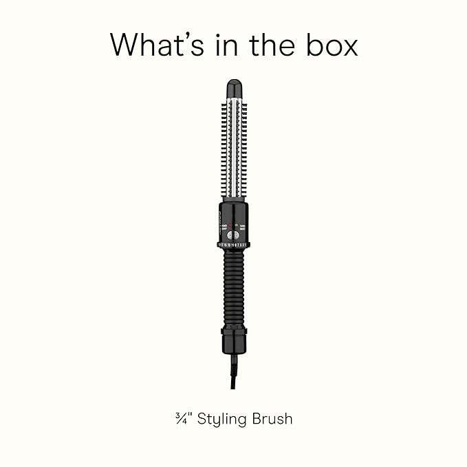 Conair Instant Heat Curling Iron Brush, 3/4-Inch Barrel Curling Brush for Short Hair, 30-Second Heat-Up with 25 Heat Settings for All Hair Types, Black