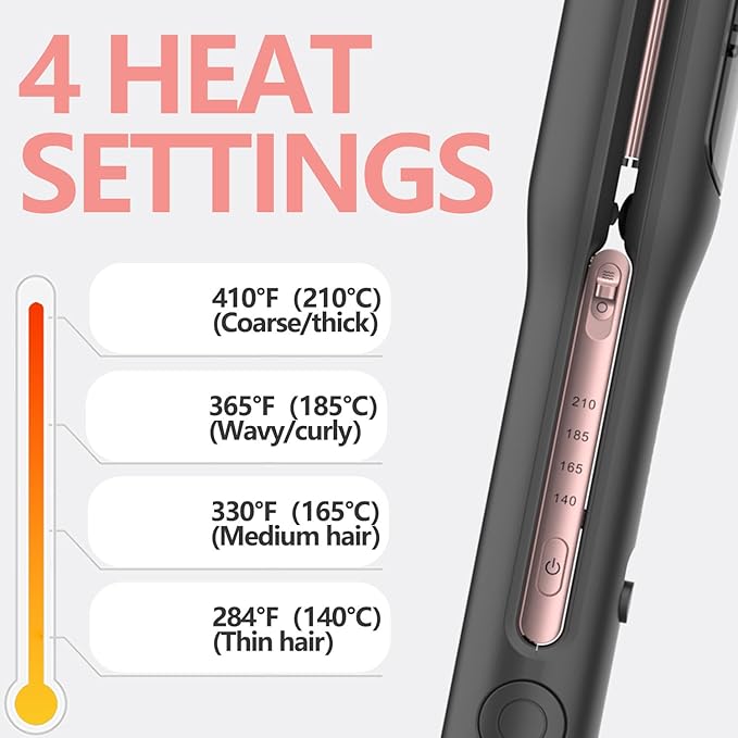 Steam Flat Iron and Culur - 1.25 Inch Hair Straightener for All Hair Types, Adjustable Temp 284°F-410°F, Fast Heat Up in 30 Sec (Black)