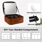 Travel Makeup Bag with LED Mirror and 10x magnifying glass with 3 Lighted - Image 4