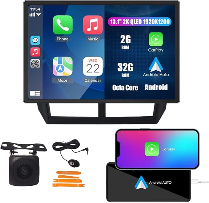 Kunfine CarPlay Android Auto Navigation Stereo GPS Radio Reverse Camera Display by KUNFINE