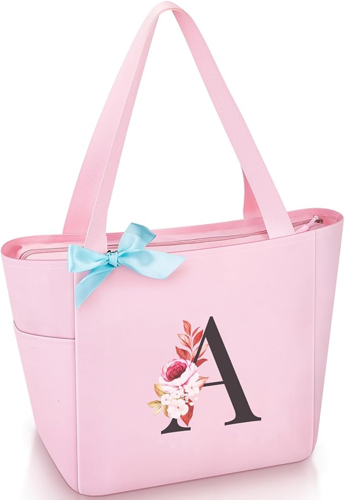 Vavabox Tote Bag, A-Z Initial Monogrammed Waterproof Tote Bag, Bridesmaid Gifts by Vavabox