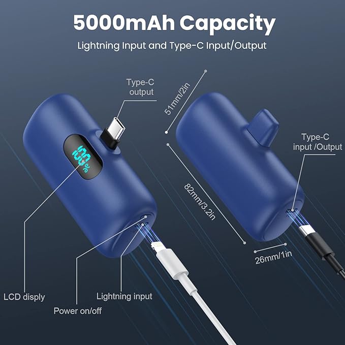 Mini Portable Charger 5000mAh Power Bank, 3A PD USB C Cell Phone Portable Power - Image 6