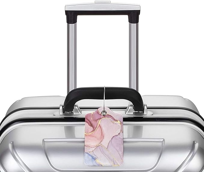 2 Pack Pink Gold Marble Luggage Tags - Image 5