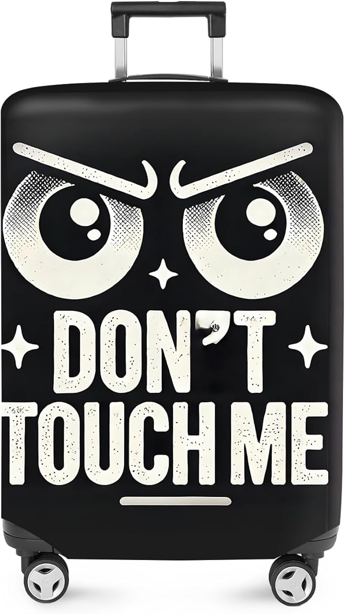 ANNA QUEEN Funny “Don’t Touch Me” Luggage Cover, Bold Black Suitcase Protector by ANNAQUEEN