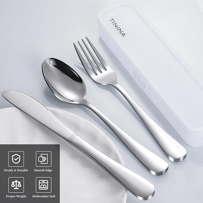 Travel Utensils with Case, 4-Piece Stainless Steel Portable Cutlery Set - Image 2
