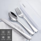 Travel Utensils with Case, 4-Piece Stainless Steel Portable Cutlery Set - Image 2
