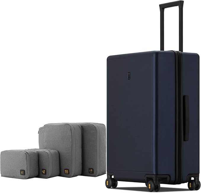 LEVEL8 Elegance Checked Luggage, 24 Inch Hardside Suitcase, Lightweight Matte by LEVEL8
