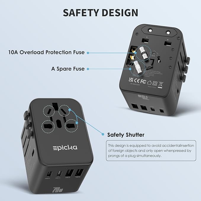 EPICKA Universal Travel Adapter, GaN International Plug Adapter - Image 6
