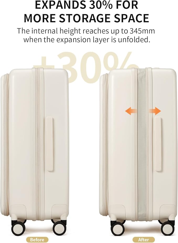 aji Expandable Top Open Carry On Luggage 22x14x9 Airline Approved, 20 Inch Hard - Image 3