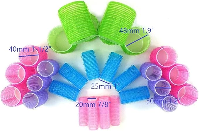 Gift Packaging Hair Rollers Self Grip Holding Rollers Hairdressing Curlers Hair Design Sticky Cling Style For DIY Or Hair Salon By Kamay's (Gripping Sticky Rollers 30PCS 5 Size-20,25,30,40,48mm)