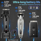 KEMEI Hair Clippers for Men Professional, Barber Clippers and Trimmers Set, Foil Shaver for Men,Cordless Hair Clippers and Barber Kit, Hair Cutting Kit, KM-2293Silver, KM-PG2290D, KM-T95
